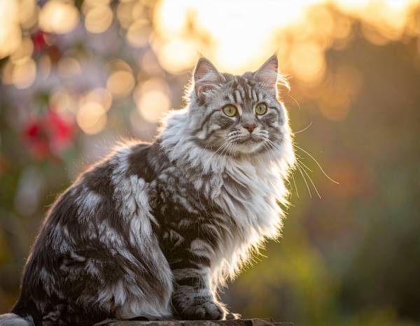 Un chat American Shorthair au pelage tabby classique et au visage rond.