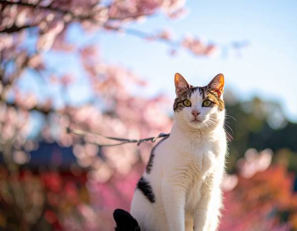 Gros plan sur un Japanese Bobtail avec sa queue en pompon bien visible.