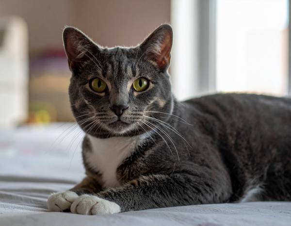 Un chat Korat au pelage bleu-argenté chatoyant et au visage en forme de cœur.