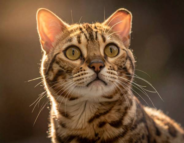 Un chat Pixie-Bob au pelage tacheté roux, ressemblant à un petit lynx.