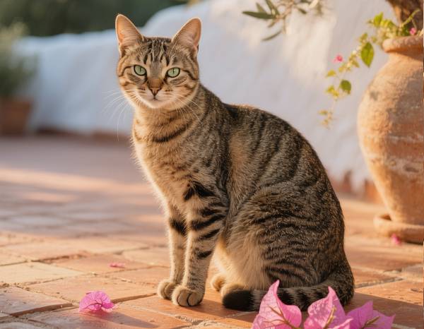 A Cyprus Aphrodite cat with a semi-long coat, with a majestic demeanor.