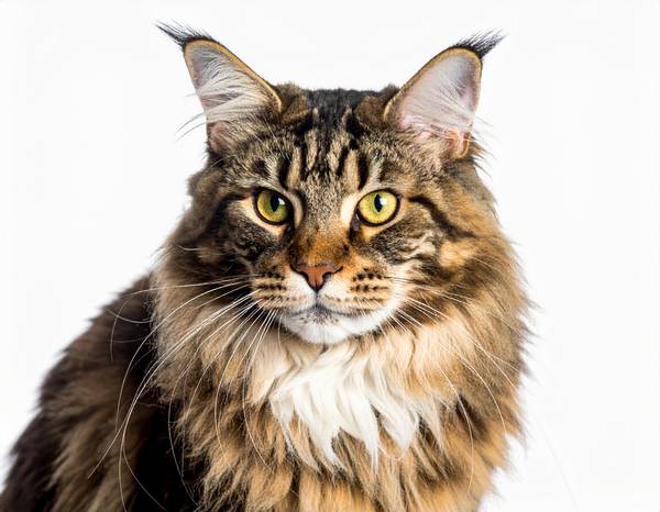 Close-up of a Maine Coon's head showing its large ears.